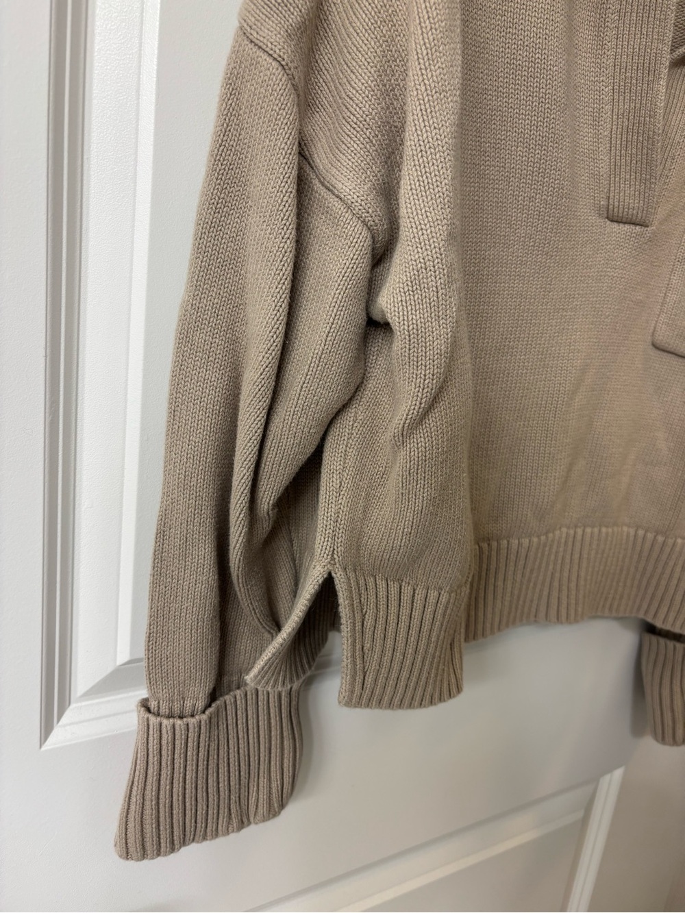 Abercrombie & Fitch Taupe Polo-Collared Knit Sweater - Picture 4 of 5